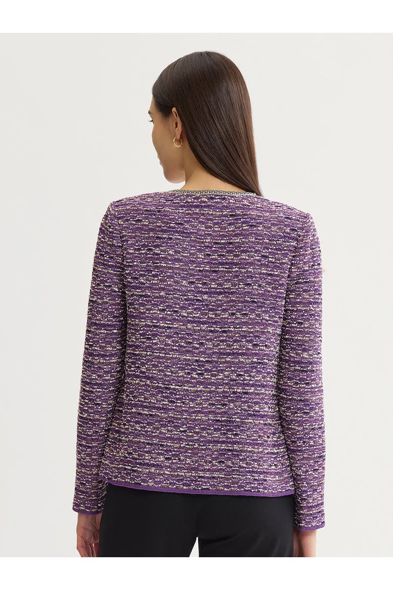 Relaxed Lurex Eyelash Ribbon Knit Jacket, Alternate, color, Fresh Purple/Biscotti