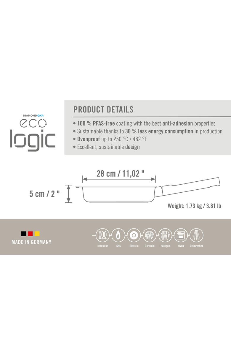 WOLL Ecologic Nonstick Fry Pan 11-Inch, Alternate, color, Black