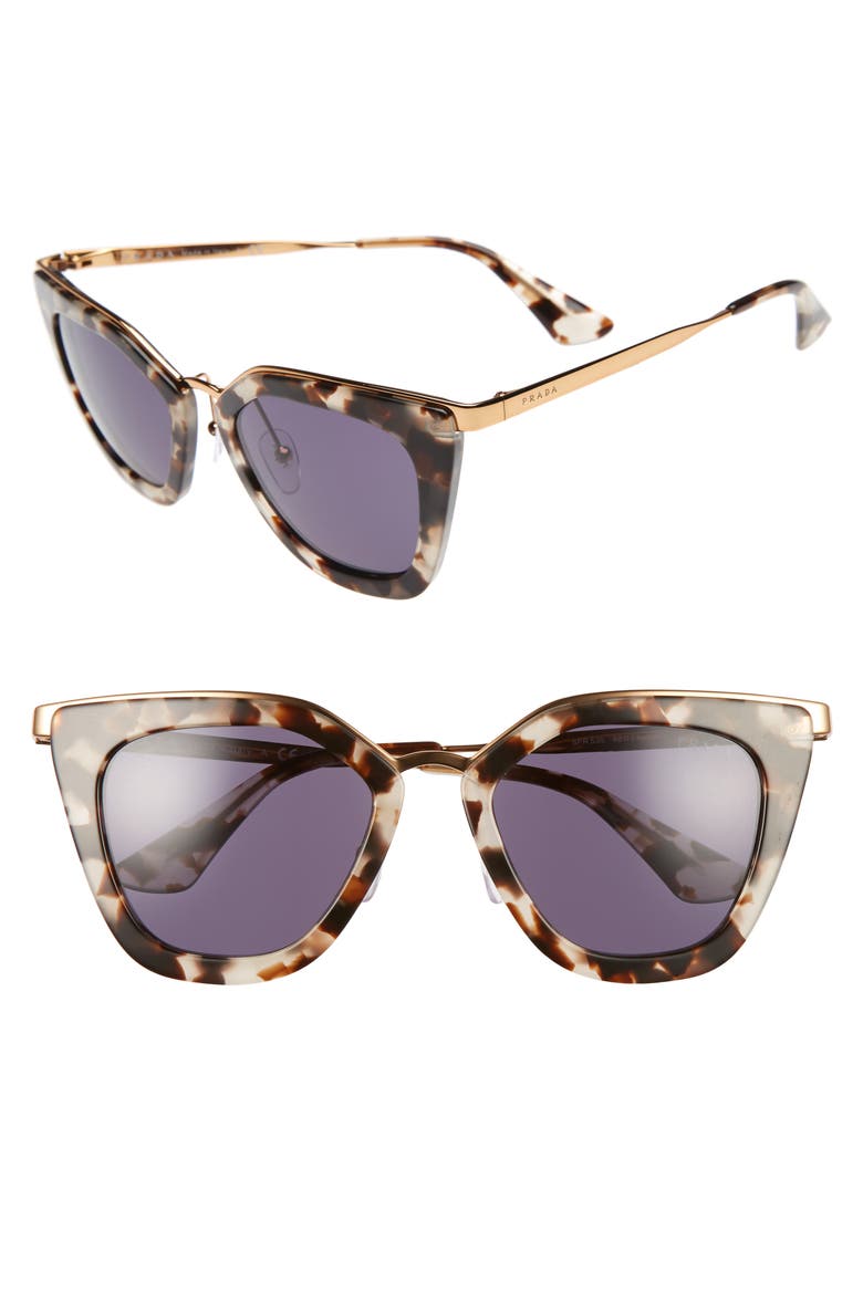 52mm Layered Frame Sunglasses, Main, color, WHITE HAVANA