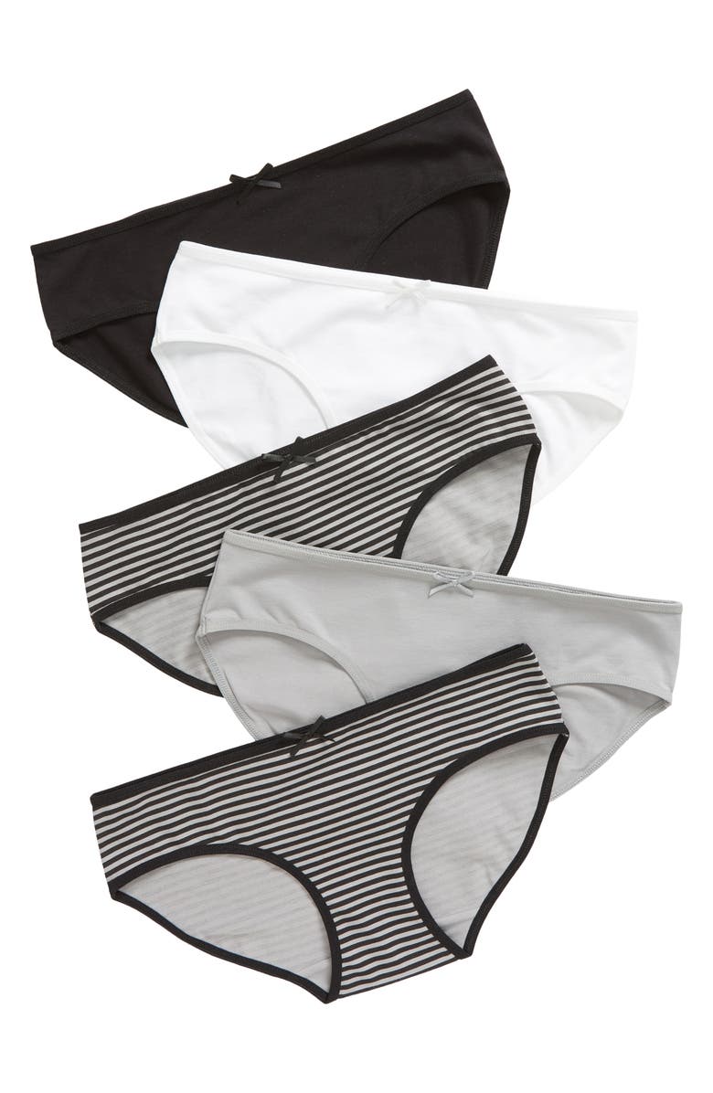 Nordstrom Kids' Assorted 5-Pack Hipster Briefs, Main, color, Grey Pack