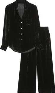 Frank & Eileen Tuscany Getaway Velvet Button-Up Shirt & Crop Wide Leg Pants Set