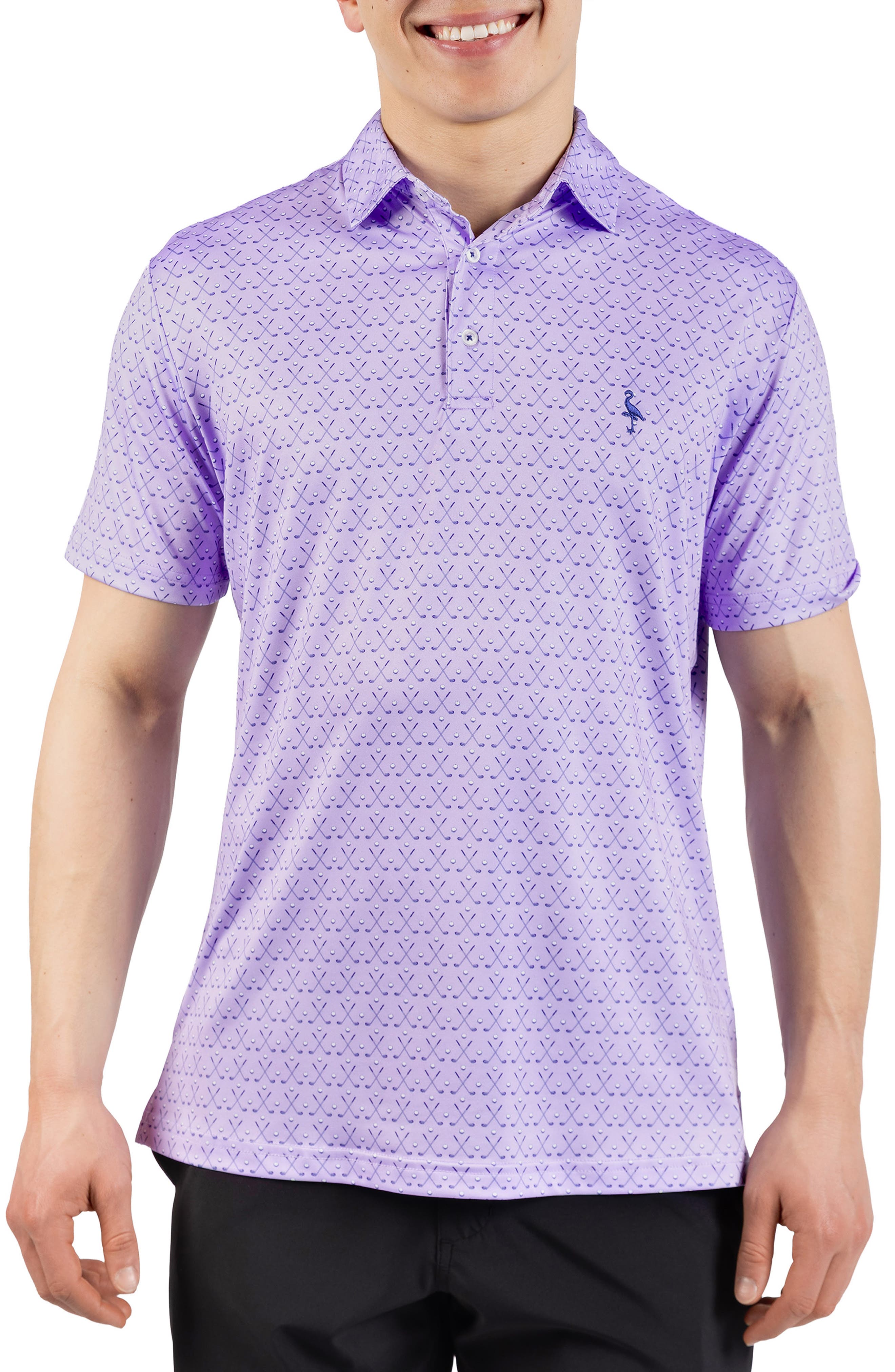 TailorByrd Golf Clubs Print Performance Polo