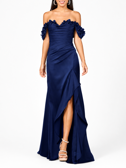 Off Shoulder Crepe Gown