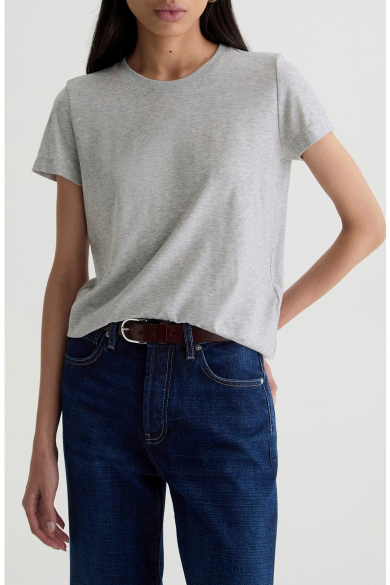 Zoie Cotton & Linen Blend T-Shirt, Main, color, HEATHER GREY
