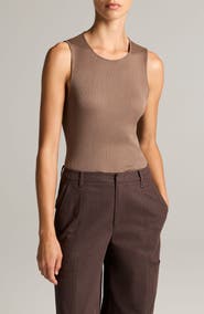 Vince Sleeveless Cotton Rib Shell