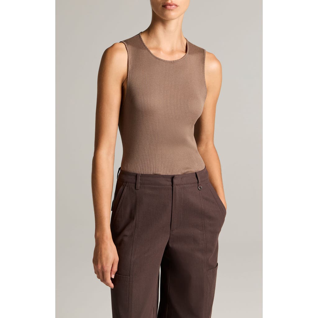 Vince Sleeveless Cotton Rib Shell in Taupe Haze at Nordstrom, Size Xx-Small