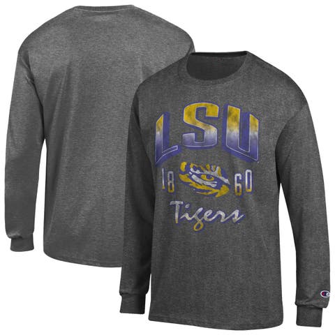 Men's Champion Heather Charcoal LSU Tigers Bold Long-Sleeve T-Shirt