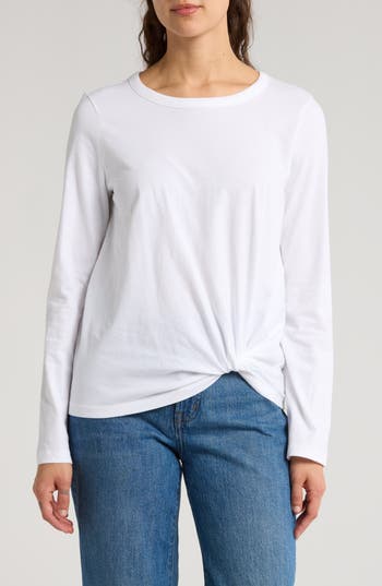 Shop Madewell Front Twist Cotton Top In Eyelet White