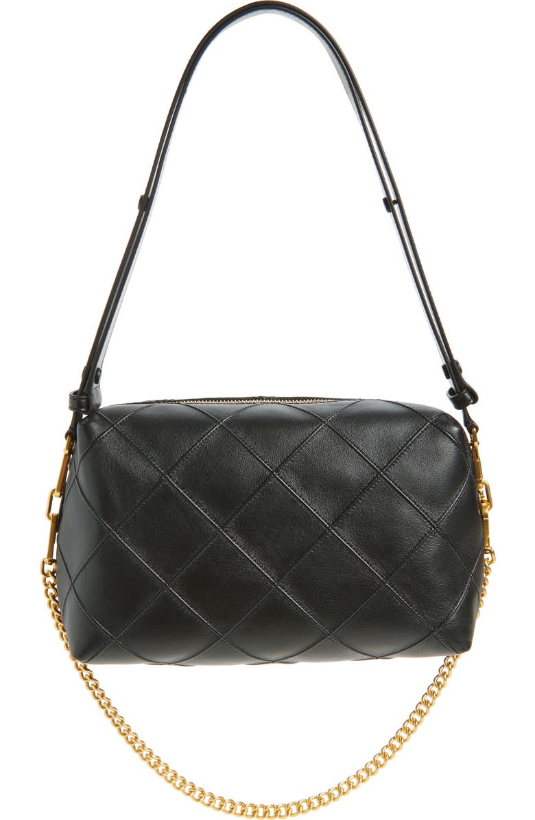 Tory Burch Large Fleming Leather Crossbody, Alternate, color, Black