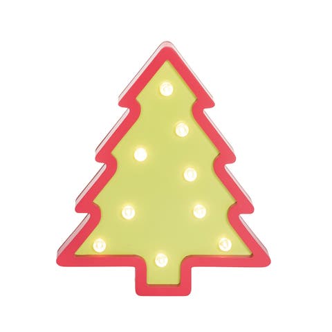 MDF LED Tree Decorative Object Red Wood Tabletop Christmas Tree