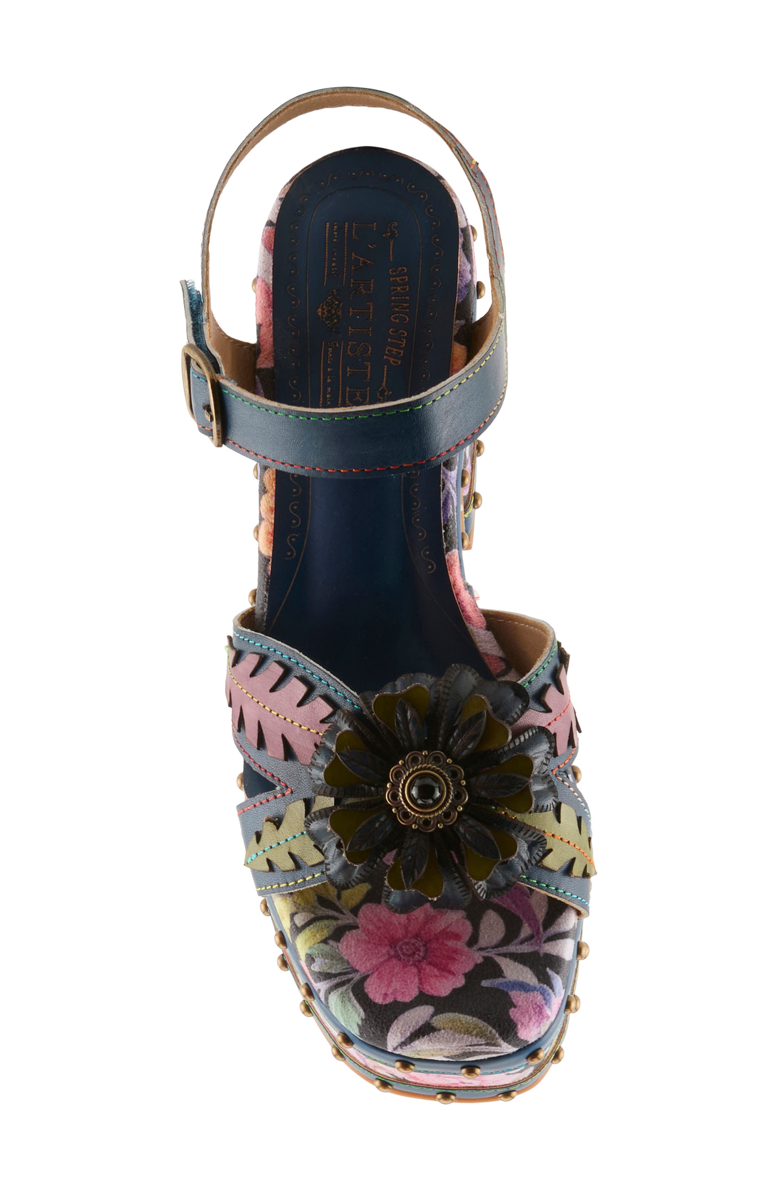 L'Artiste by Spring Step Deckedout Ankle Strap Platform Sandal, Alternate, color, Navy Multi