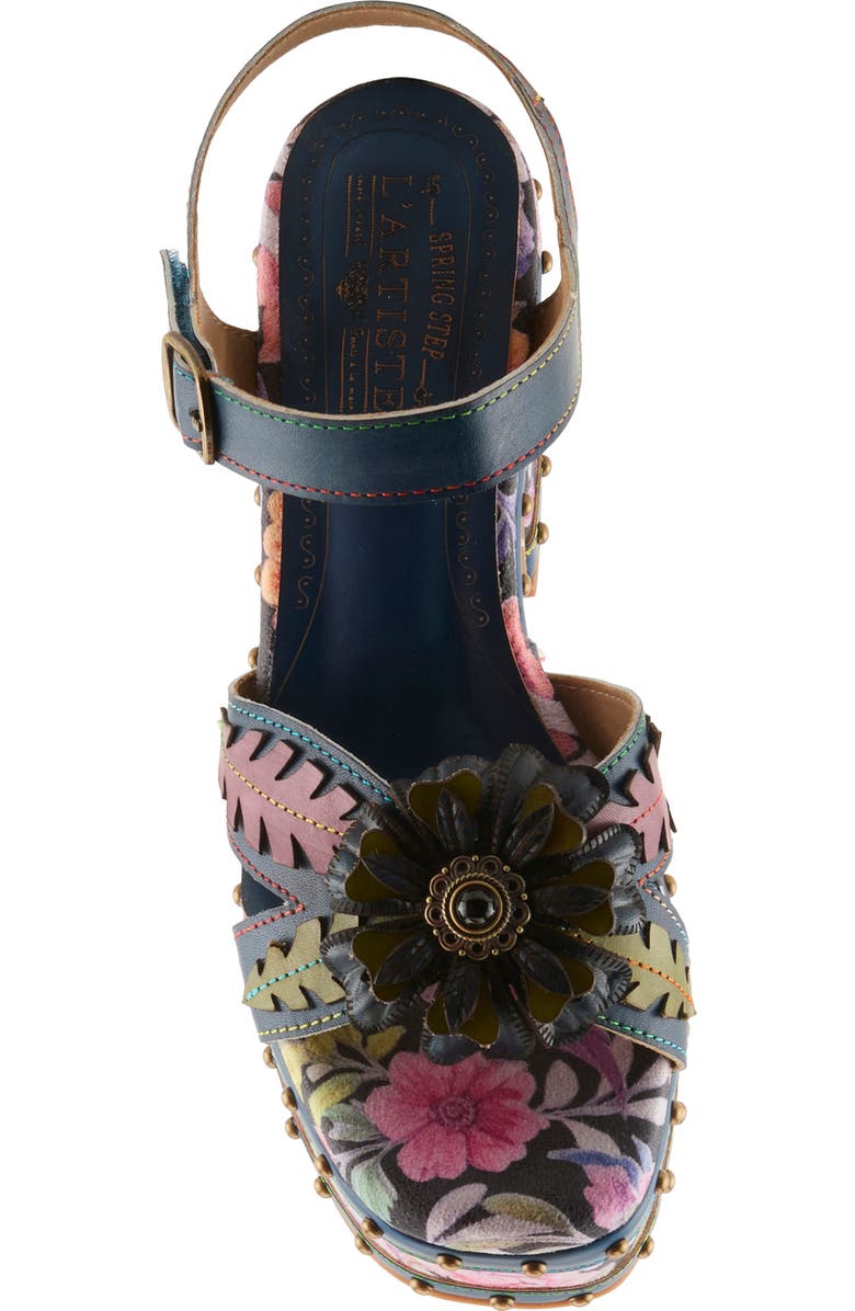 L'Artiste by Spring Step Deckedout Ankle Strap Platform Sandal, Alternate, color, Navy Multi