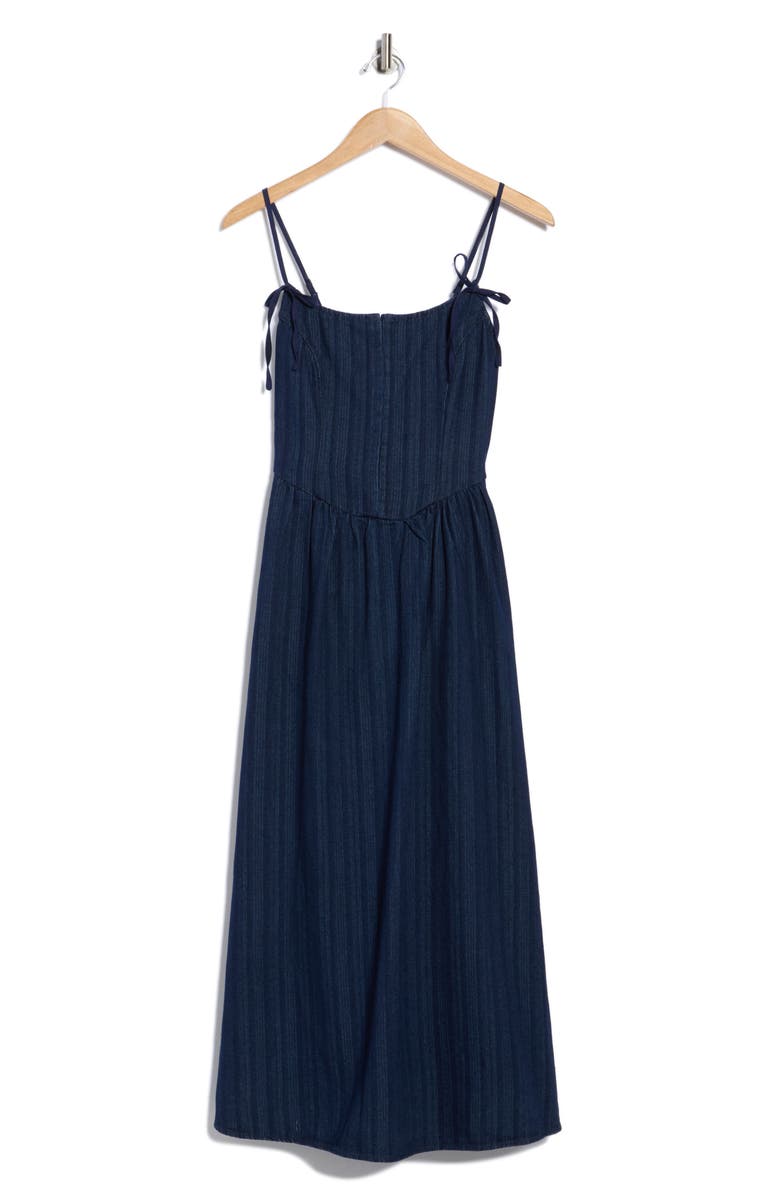 Blu Pepper Tie Strap Denim Fit & Flare Midi Dress, Alternate, color, Denim