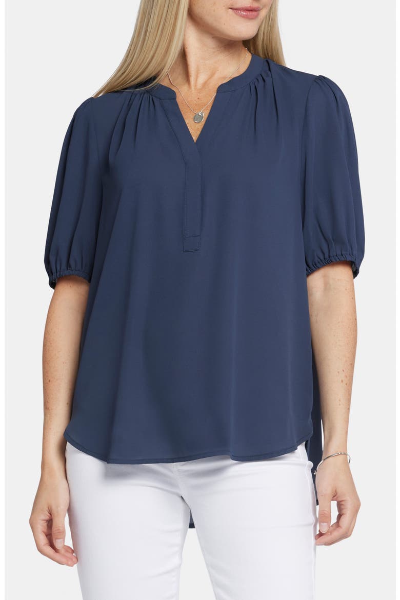Puff Sleeve Popover Top, Main, color, OXFORD NAVY