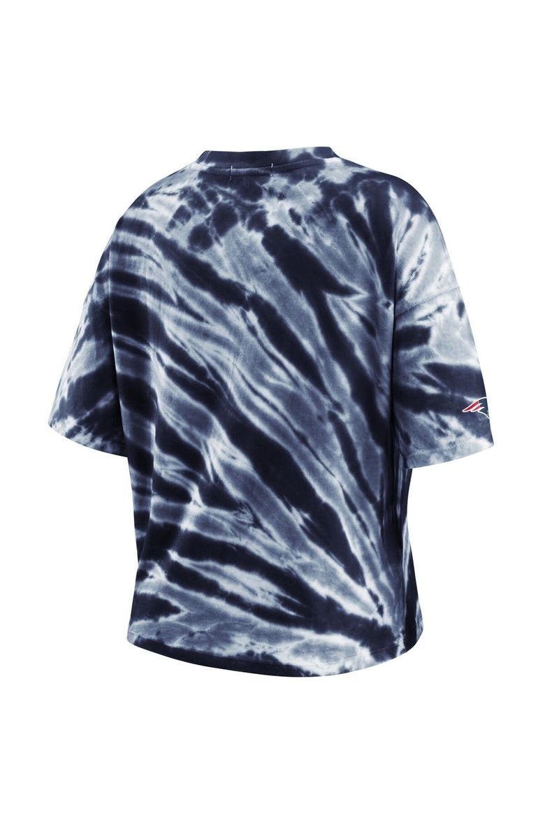 Women's WEAR by Erin Andrews Navy New England Patriots Tie-Dye T-Shirt, Alternate, color, NAVY
