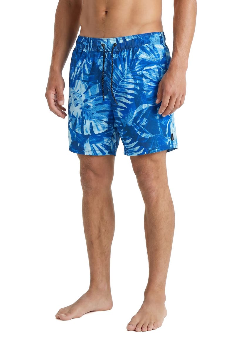 Spyder Palm Patchwork Volley Swim Shorts, Alternate, color, Surf Blue