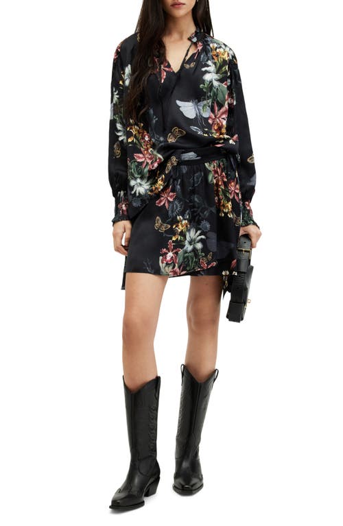 ALLSAINTS ALLSAINTS MARA SANIBEL FLORAL PRINT TIE NECK TOP