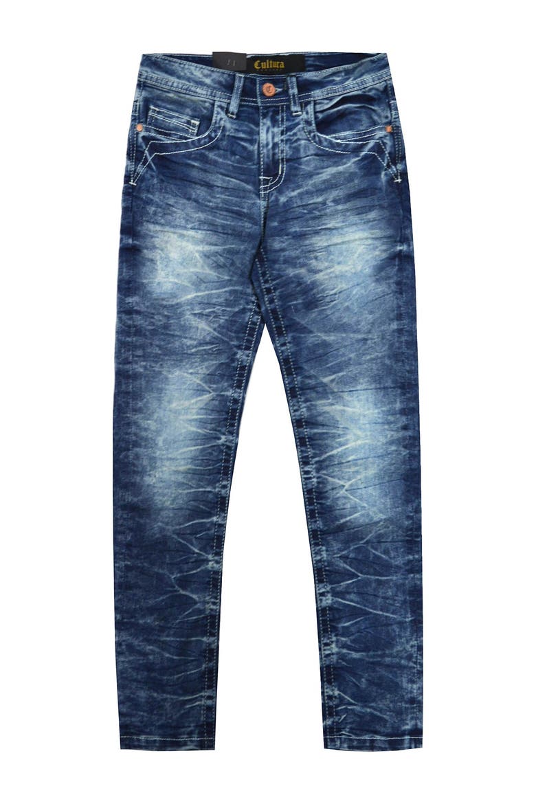 Acid Washed Stretch Slim Fit Jeans, Alternate, color, MED BLUE