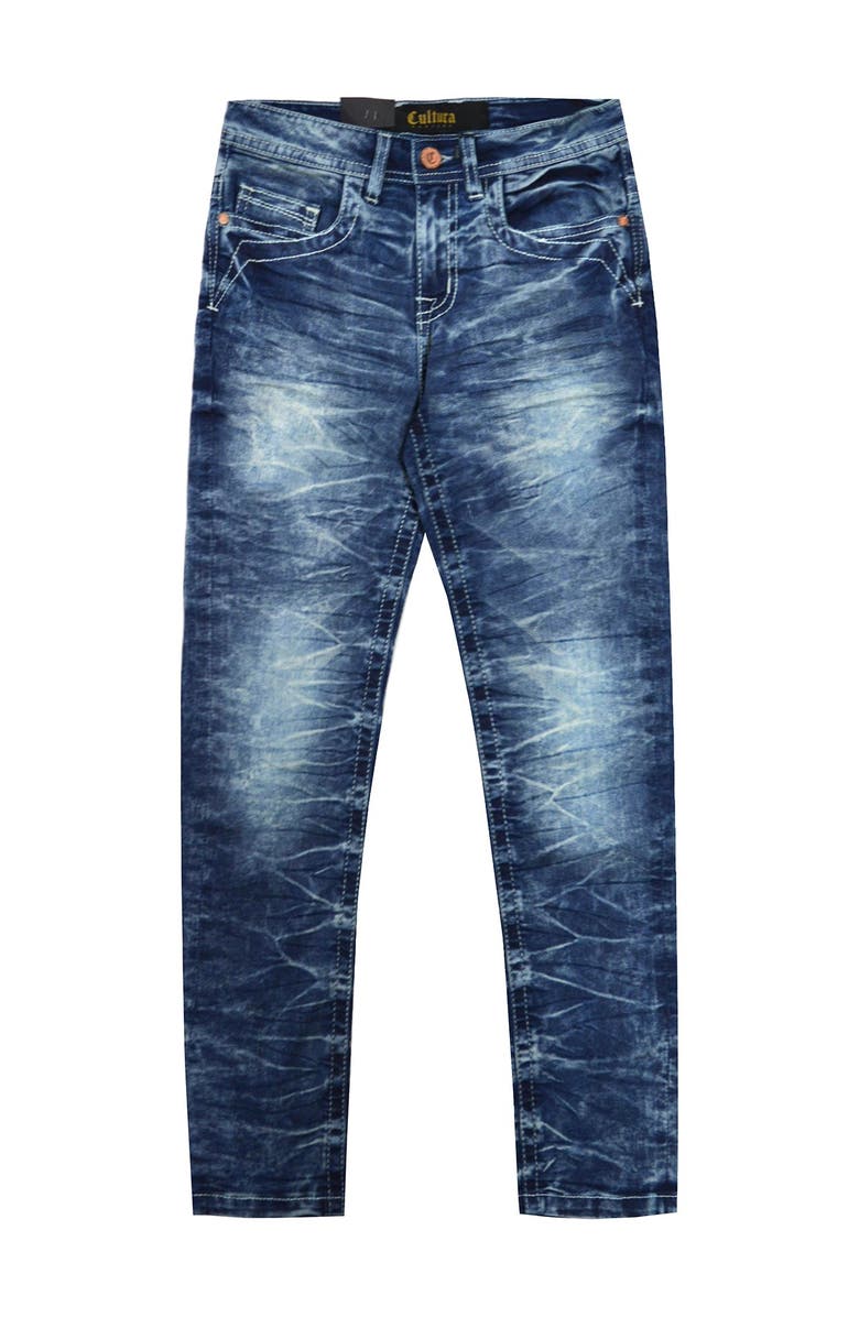 XRAY Acid Washed Stretch Slim Fit Jeans, Alternate, color, Med Blue