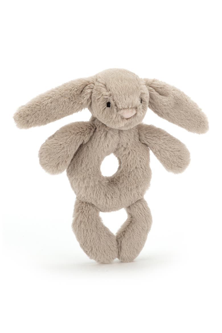 Bashful Bunny 7-Inch Ring Rattle, Alternate, color, BROWN