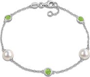 DELMAR Pearl and Garnet Station Bracelet