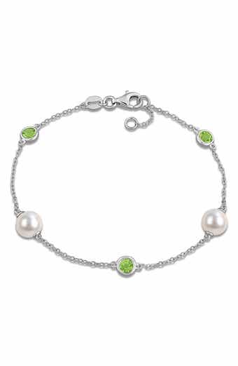 Pearl and Garnet Station Bracelet