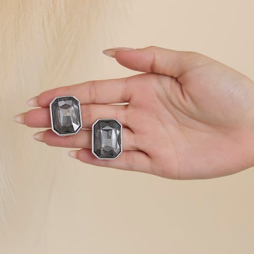 Jessica Simpson Gemstone Crystal Stud Earrings In Gray
