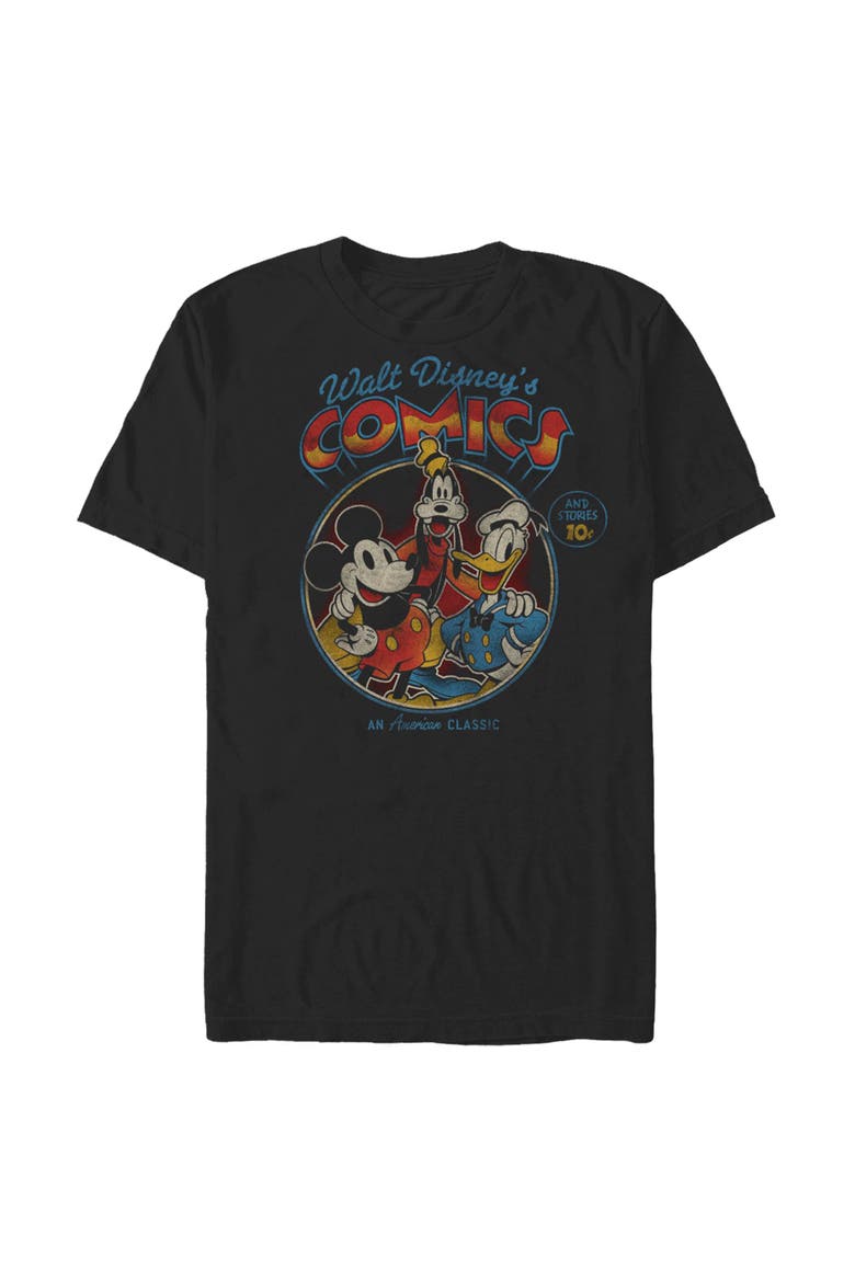Men's Mickey & Friends An American Classic Trio  Graphic T-Shirt, Main, color, Black