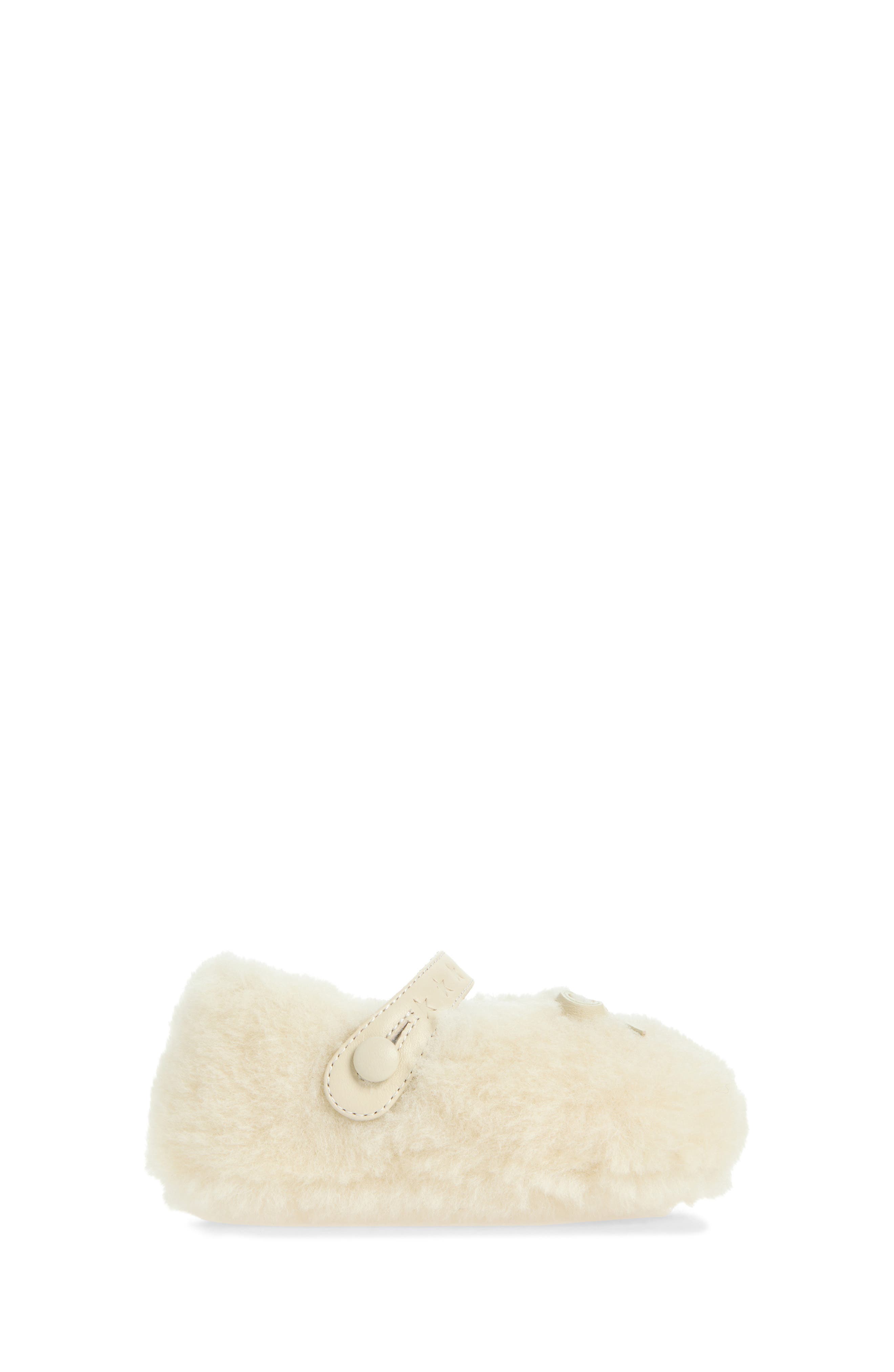 Kids' Sofi Genuine Shearling Ballerina Flat, Alternate, color, OFF WHITE