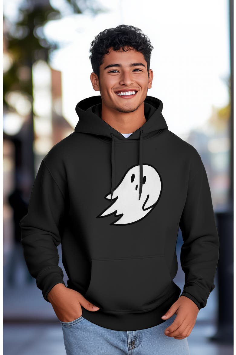 Giant Ghost Fleece Hoodie, Alternate, color, Black