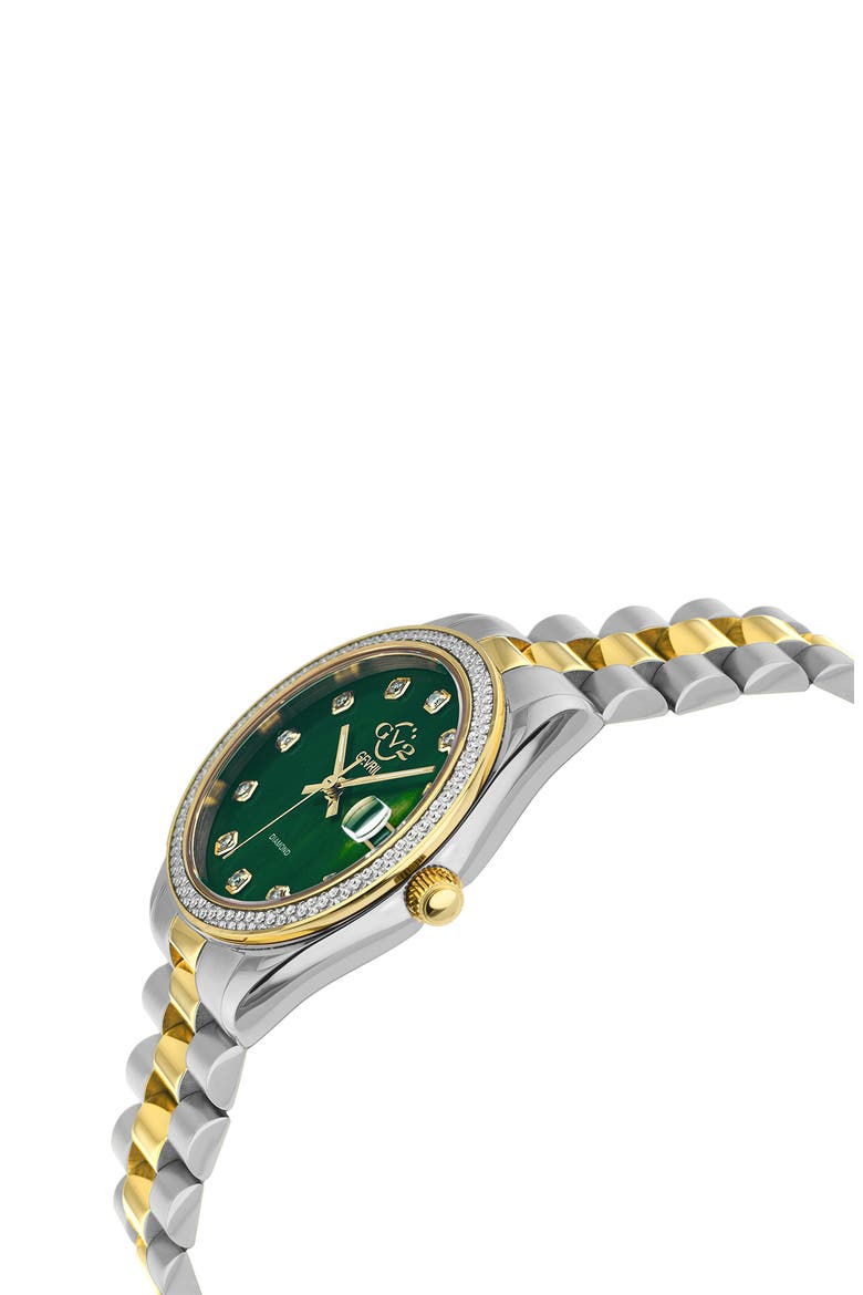 Turin Swiss Diamond Bracelet Watch, 32mm - 0.15ct., Alternate, color, TWO TONED SS IPYG