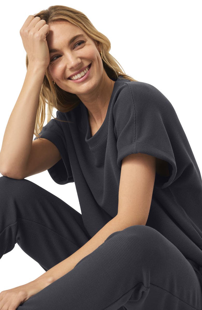 Splendid Waffle Scuba Knit Short Sleeve Sweatshirt, Alternate, color, 