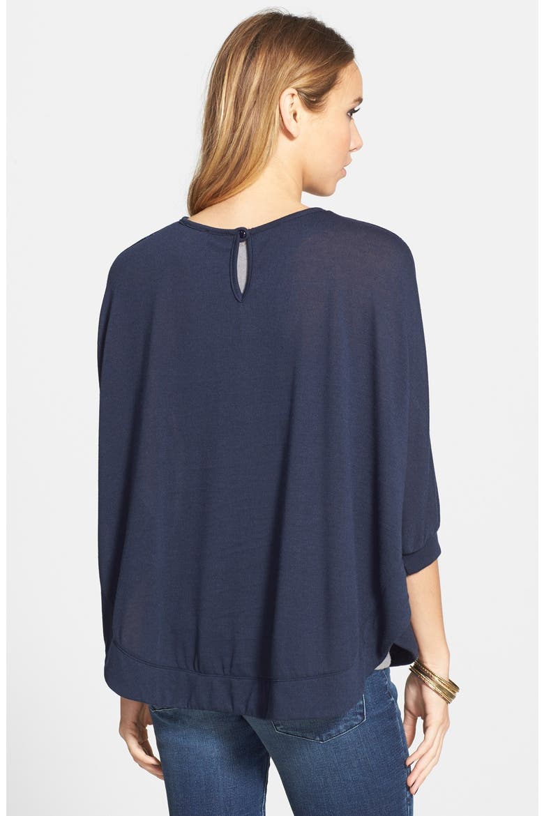Print Mixed Media Circle Top, Alternate, color, NAVY