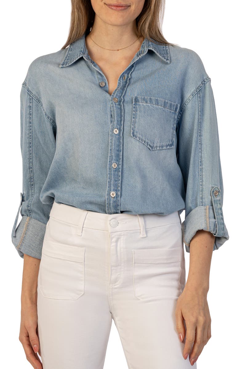 KUT from the Kloth Cotton & Linen Button-Up Shirt, Main, color, 