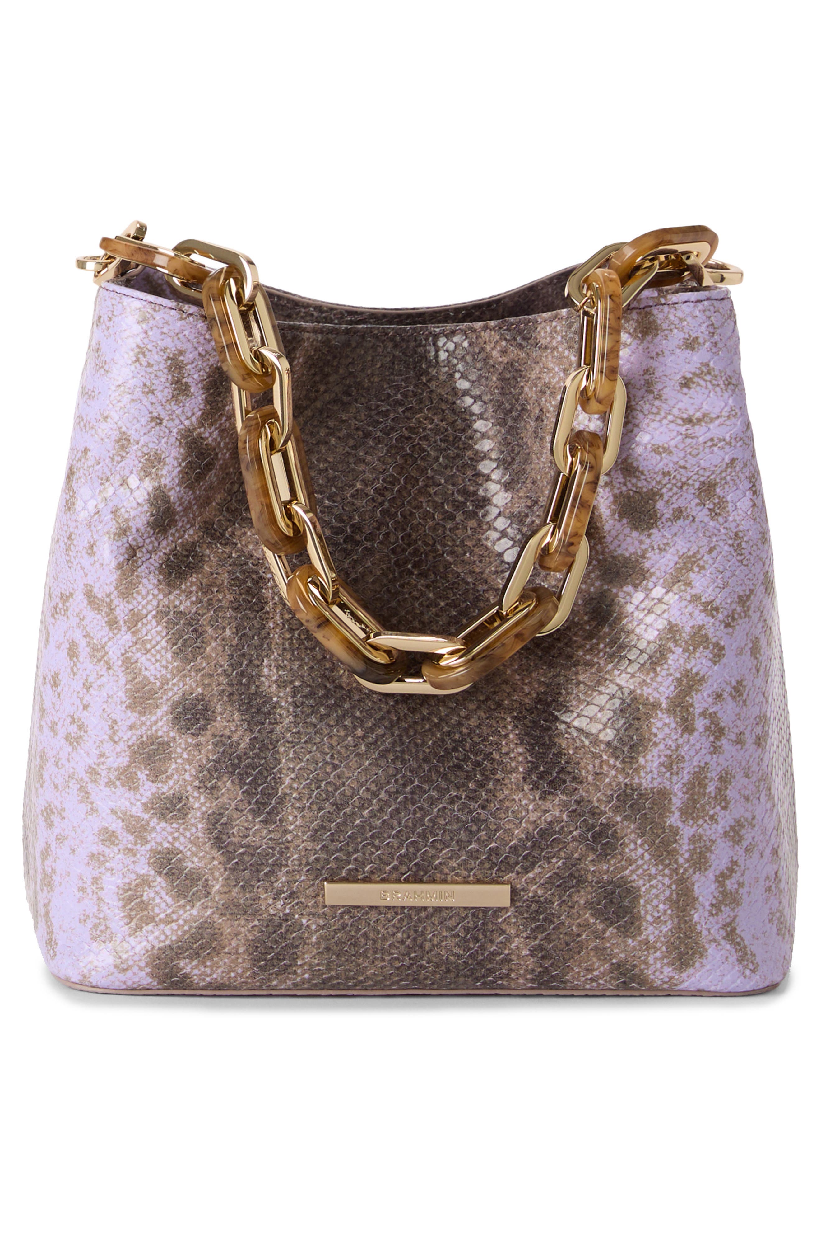 Brahmin Mod Mini Amelia Croc Embossed Leather Top Handle Bucket Bag, Alternate, color, 
