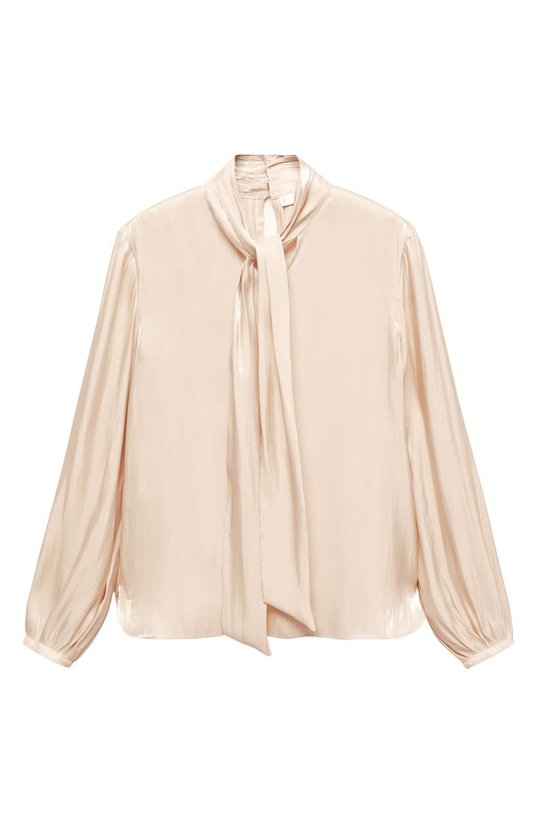 MANGO Tie Neck Satin Shirt, Alternate, color, 