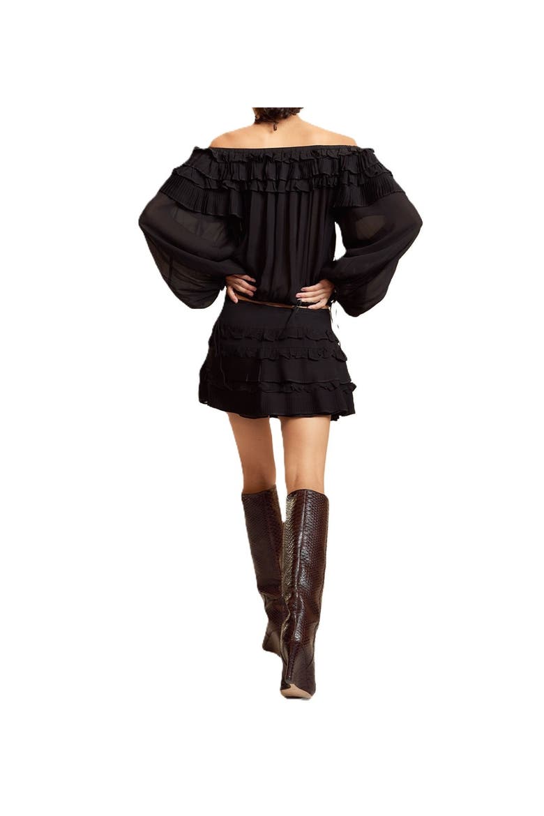 Ruffle Pleated Micro Skirt, Alternate, color, Black