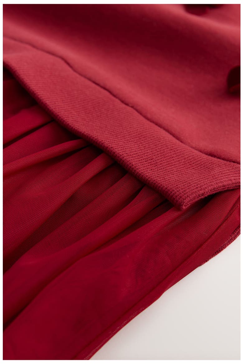 Kids' Velvet Bow Long Sleeve Sweatshirt Party Dress, Alternate, color, RED