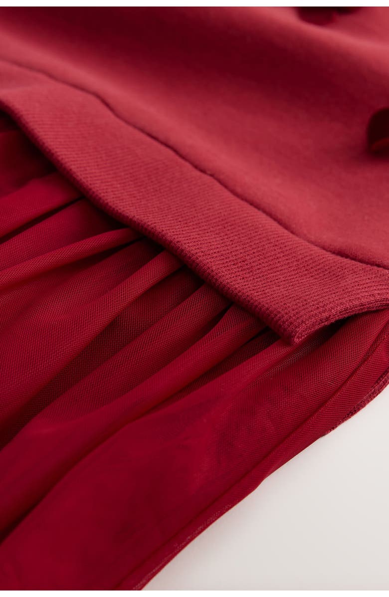 NEXT Kids' Velvet Bow Long Sleeve Sweatshirt Party Dress, Alternate, color, Red