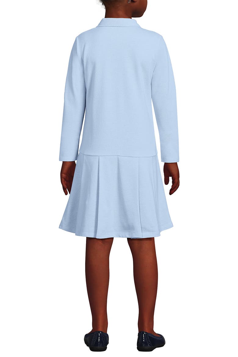 Girls Long Sleeve Mesh Pleated Polo Dress, Alternate, color, Blue
