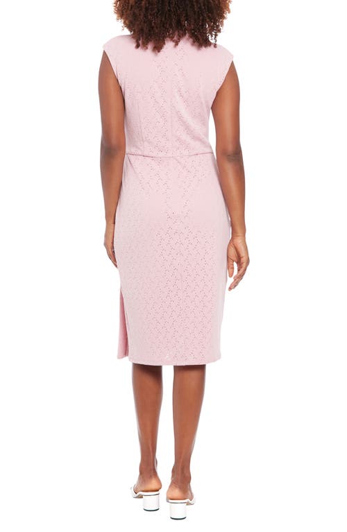 London Times Sleeveless Twisted Waist Midi Dress In Shell Pink