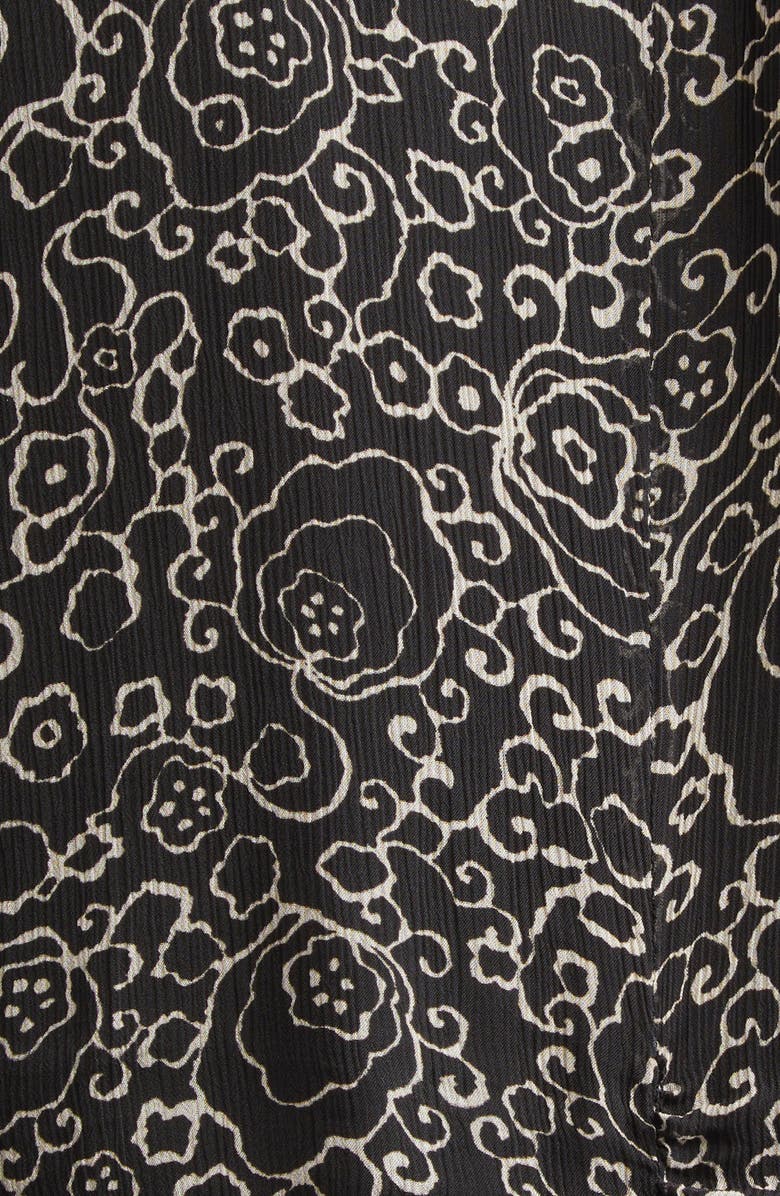 Isabel Marant Étoile Vivienne Ruched Chiffon Dress, Alternate, color, Black/ Ecru