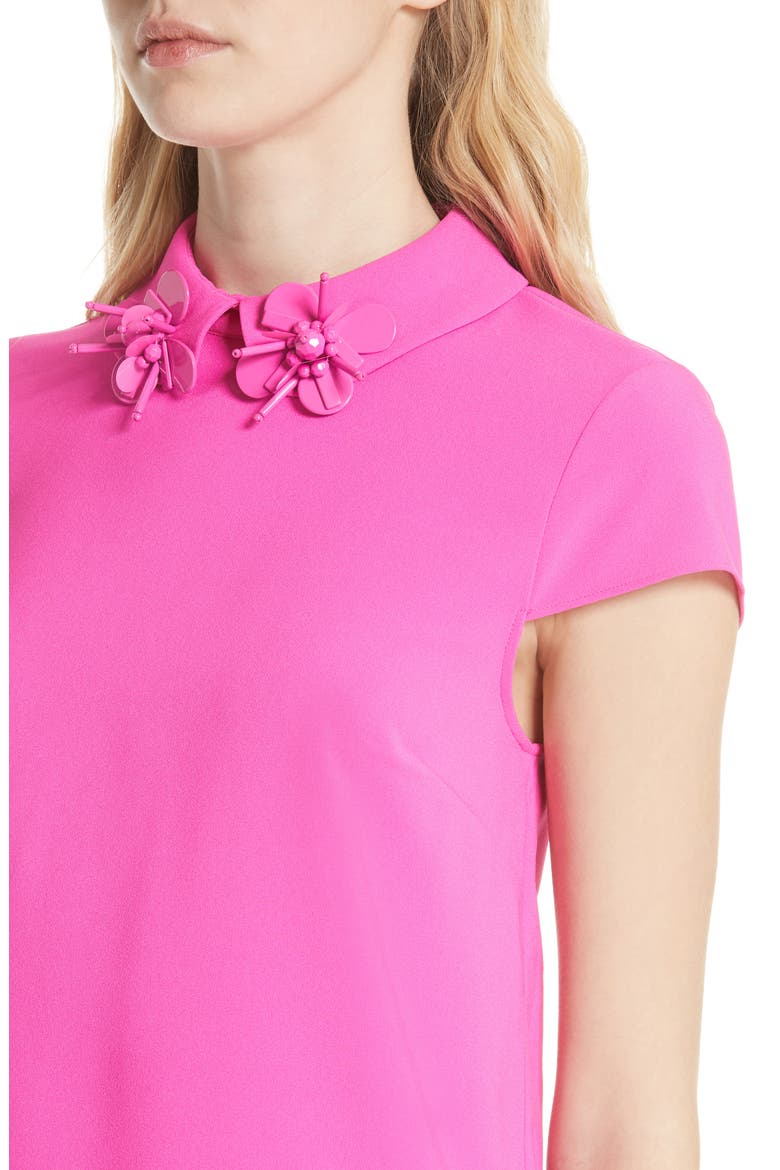 Ammah Embellished Collar Crepe Top, Alternate, color, NEON PINK