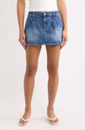 Fade Out Loud Pleated Denim Miniskirt