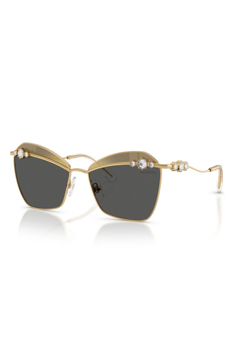 Swarovski 57mm Butterfly Sunglasses, Alternate, color, Gold / Grey Tampo Gold