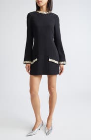 Cinq à Sept Adi Floral Embellished Long Sleeve Minidress