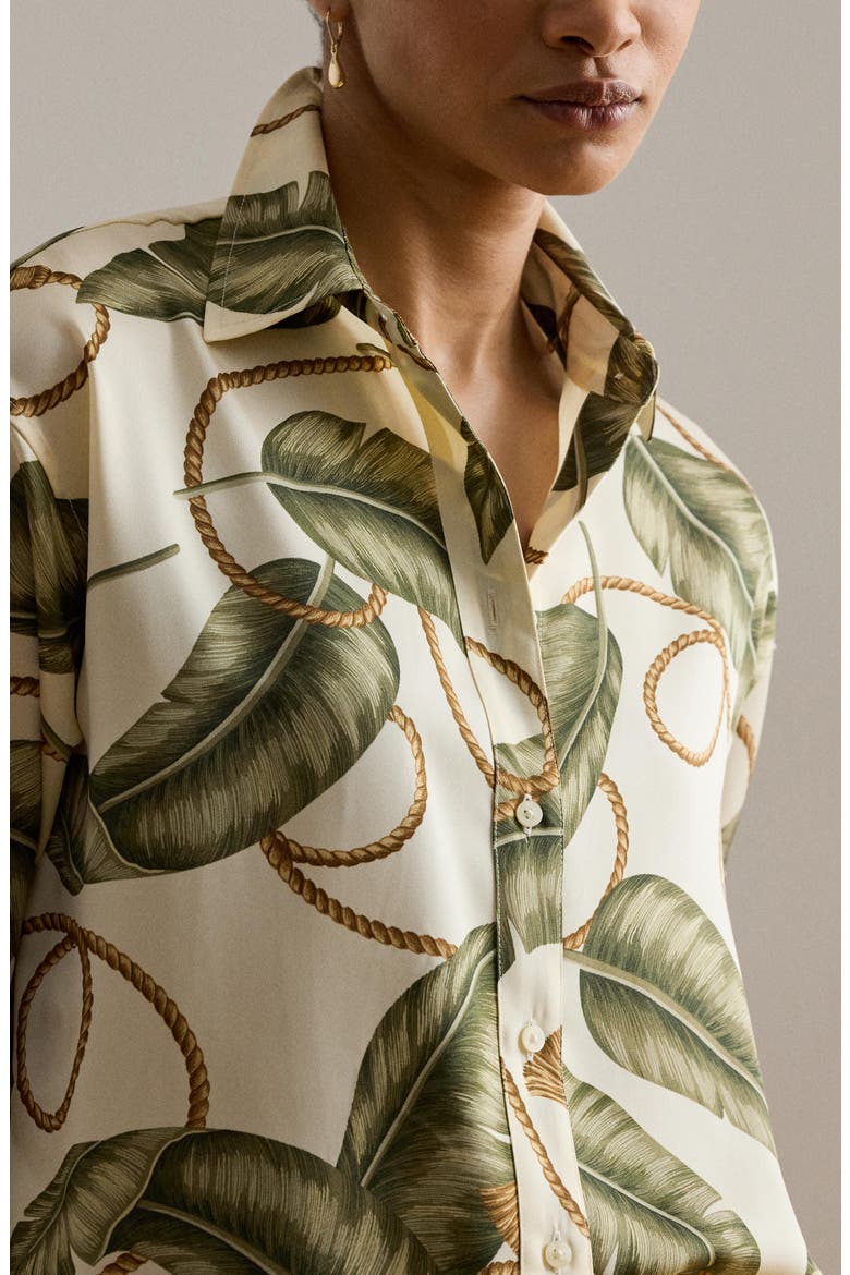 Mixed Print Luxe Twill Button-Up Shirt, Alternate, color, CREAM/ MULTI