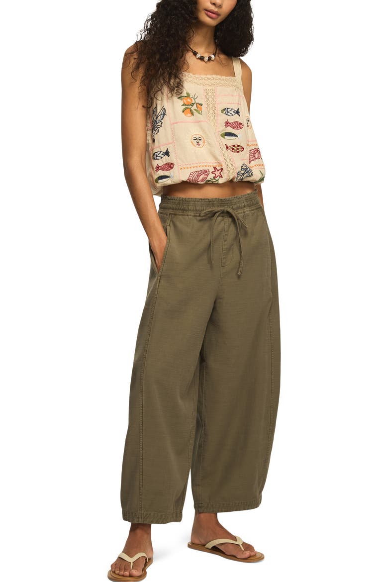 Stripe Cotton Blend Barrel Leg Pants, Alternate, color, DUSTY OLIVE