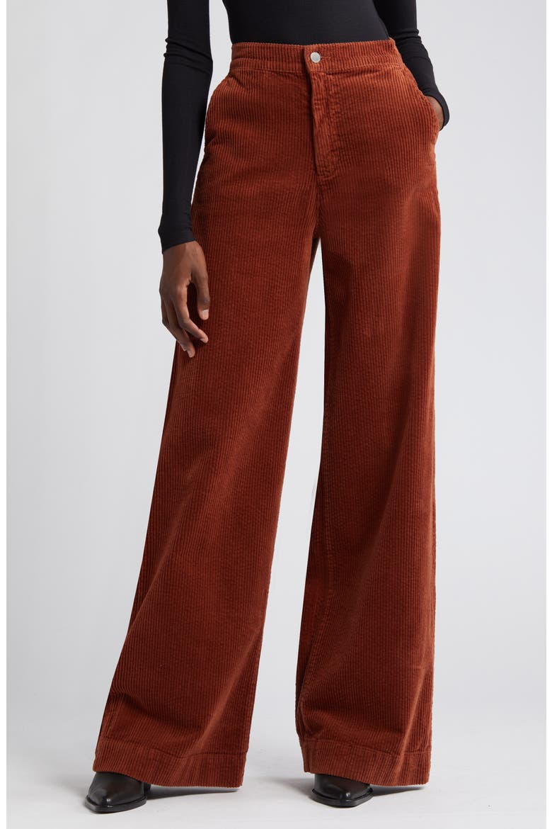 Devon Wide Leg Corduory Pants, Alternate, color, SPICED MAPLE