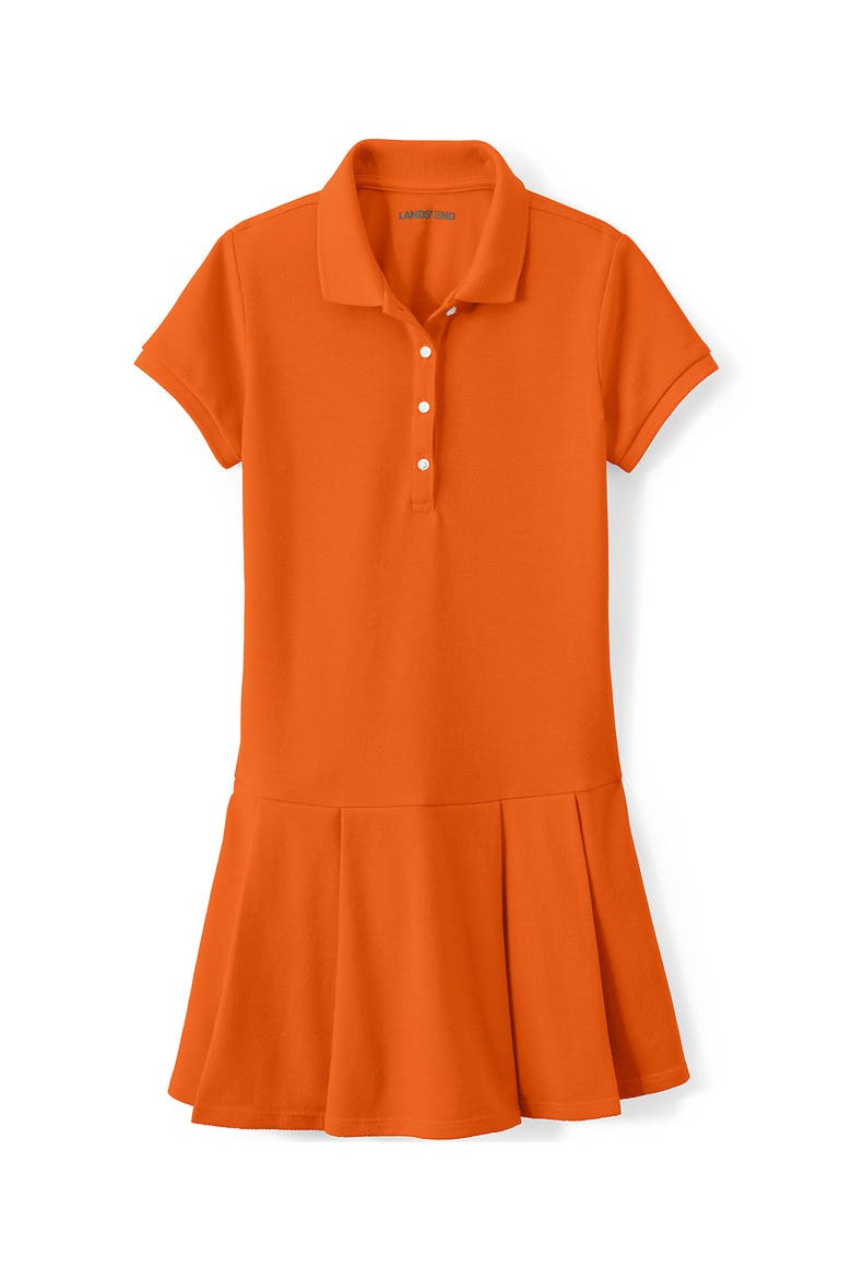 School Uniform Girls Short Sleeve Mesh Pleated Polo Dress, Alternate, color, Orange Spice